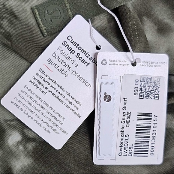 🆕Lululemon Customizable Snap Multi Nulu Scarf in Olive Green Tie Dye - Picture 6 of 7